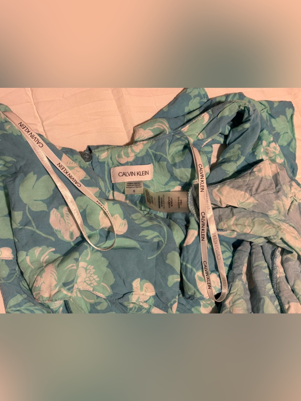 Calvin Klein Floral Challis Ruffle Hem
Dress Blue , 100% Rayon - Size 8 - Picture 5 of 17